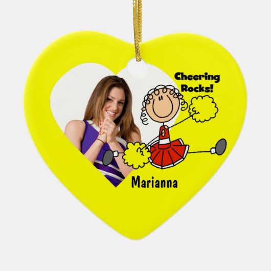 レッドスティックフィギュアチアリーダーオーナメント セラミックオーナメント (正面)