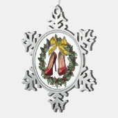 レッドスティレットシューペウタースノーフレークオーナメント スノーフレークピューターオーナメント (右)