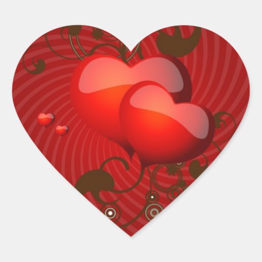 レッドステッカーのチョコレートハート ハートシール (正面)