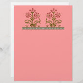 レッドステンシルフラワーデザインピンクスクレーブック紙 (正面/裏面)