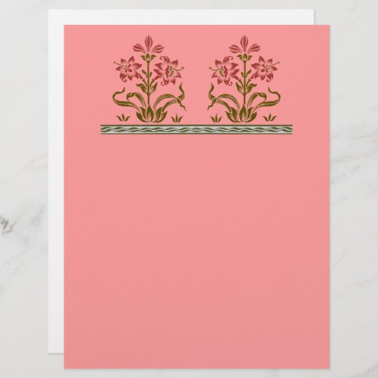 レッドステンシルフラワーデザインピンクスクレーブック紙 (正面/裏面)