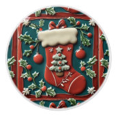 レッドストッキングクリスマス セラミックノブ (正面)