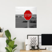 レッドストップロードのサインのミニマリスト写真ポスター ポスター (ホームオフィス)