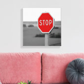 レッドストップロード看板ミニマル写真用キャンバス キャンバスプリント (インサイチュ (リビング))