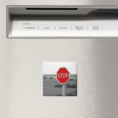 レッドストップロード・サインのミニマリスト写真 マグネット (インサイチュ (食洗機))