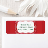 レッドストライプお洒落フレームクリスマス住所 シール (インサイチュ)