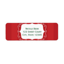 レッドストライプお洒落フレームクリスマス住所 シール