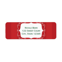 レッドストライプお洒落フレームクリスマス住所 シール