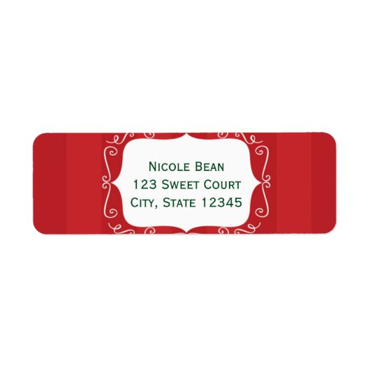 レッドストライプお洒落フレームクリスマス住所 シール (正面)