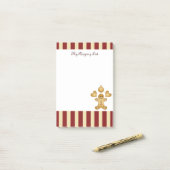 レッドストライプのクリスマスコOKIE キュートなジンジャーブレッドマン ポストイット (デスク上)