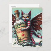 レッドストライプのクリスマスヴァンパイアフェアリー子猫 ポストカード (正面/裏面)