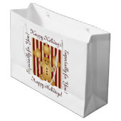 レッドストライプクリスマスクッキーかわいいジンジャーブレッドマン ラージペーパーバッグ (正面アングル)