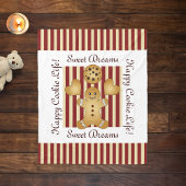 レッドストライプクリスマスクッキージンジャーブレッドマンキッズ フリースブランケット