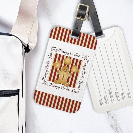レッドストライプクリスマスクッキージンジャーブレッドマンキッズ ラゲッジタグ