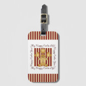 レッドストライプクリスマスクッキージンジャーブレッドマンキッズ ラゲッジタグ (正面縦)