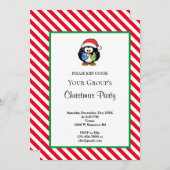 レッドストライプクリスマスフレームおもしろいパーティー 招待状 (正面/裏面)