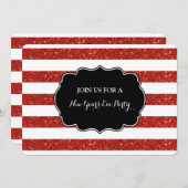 レッドストライプシーズニューイヤーズ大晦日パーティの招待状 招待状 (正面/裏面)