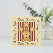 レッドストライプジンジャーブレッドマンかわいいクリスマス シーズンカード (スタンド正面)