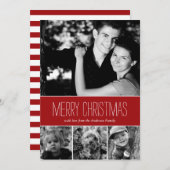 レッドストライプズハッピーホリデーズフォトカード シーズンカード (正面/裏面)