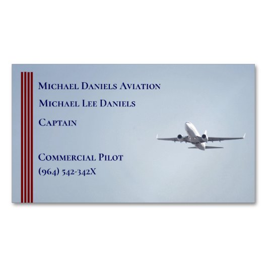 レッドストライプズ商業機船長パイロット マグネット名刺 (正面)