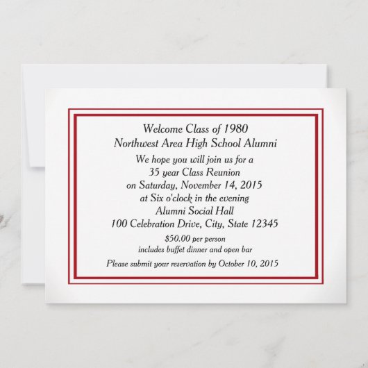 レッドストライプバーシティ懇親会 招待状 (裏面)