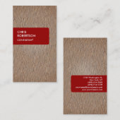 レッドストライプベージュウッドエフェクトチャーム名刺 名刺 (正面/裏面)