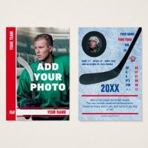 レッドストライプホッケー取引カード – カスタム統計