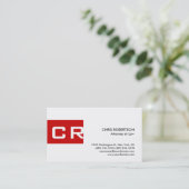 レッドストライプモノグラム白カスタム名刺 名刺 (スタンド正面)