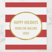 レッドストライプ金ゴールドカスタムクリスマスワイン ワインラベル (シングルラベル)