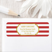 レッドストライプ金ゴールドメリークリスマス ラベル (インサイチュ)