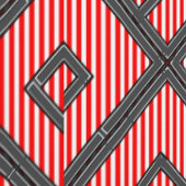 レッドストライプ + ピーチ 壁紙 (縫い目)