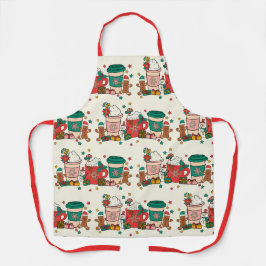 レッドストラップ付きホリデーコーヒーキッチンエプロン エプロン