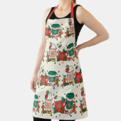 レッドストラップ付きホリデーコーヒーラージキッチンエプロン エプロン (インサイチュ)