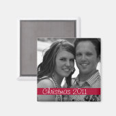 レッドストリップクリスマスホリデーフォトマグネット マグネット (正面/裏面)