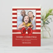 レッドストリップクリスマスリボンの写真 シーズンカード (スタンド正面)