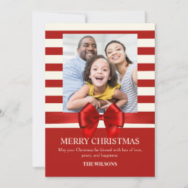レッドストリップクリスマスリボンの写真 シーズンカード