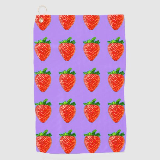 レッドストロベリーインポップ・アートのアートスタイル ゴルフタオル (正面)