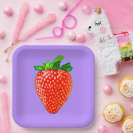 レッドストロベリーインポップ・アートのアートスタイル ペーパープレート (パーティー)