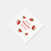 レッドストロベリーウォーターカラーベリー1stベビー誕生日 スタンダードカクテルナプキン (角)