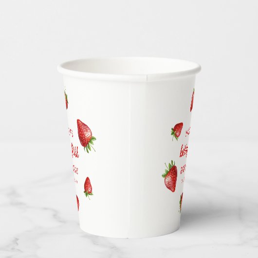 レッドストロベリーウォーターカラーベリー1stベビー誕生日 紙コップ (右)