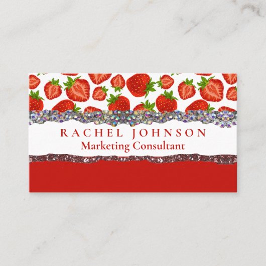 レッドストロベリーフェミニンズグラムレトロ名刺 名刺 (正面)