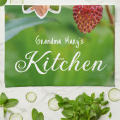 レッドストロベリーフォトグラマーンポートレートカスタム キッチンタオル (折り畳み)