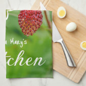 レッドストロベリーフォトグラマーンポートレートカスタム キッチンタオル (四つ折り)