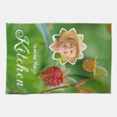 レッドストロベリーフォトグラマーンポートレートカスタム キッチンタオル (横)