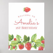 レッドストロベリーベリースイートウェルカムサイン ポスター (正面)