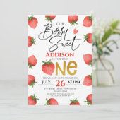 レッドストロベリーベリースウィートファースト誕生日 招待状 (スタンド正面)