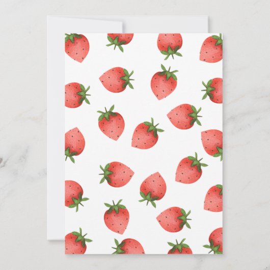 レッドストロベリーベリースウィートファースト誕生日 招待状 (裏面)