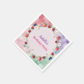 レッドストロベリーベリーデイジー誕生日パーティー スタンダードカクテルナプキン (角)