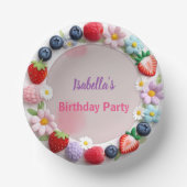 レッドストロベリーベリーデイジー誕生日パーティー ペーパーボウル (正面)