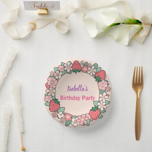 レッドストロベリーベリーデイジー誕生日パーティー ペーパーボウル (ウェディング)